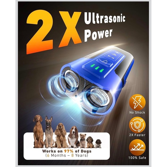 TIZE TZ-U59 Ultrasonic Dog Trainer Handheld Bark Deterrent Blue 50ft Range NEW - Picture 4 of 7